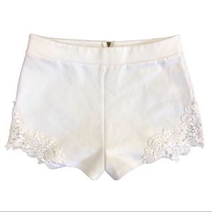 UO White High Waist Shorts w/ Lace Trim